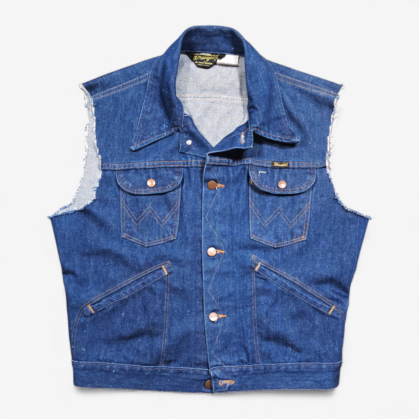 Vintage 80's Wrangler 126 MJ Sleeveless Cut-Off Denim Jacket - Made in USA