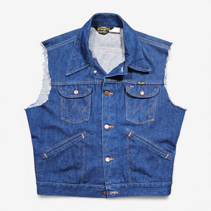 Vintage 80's Wrangler 126 MJ Sleeveless Cut-Off Denim Jacket - Made in USA