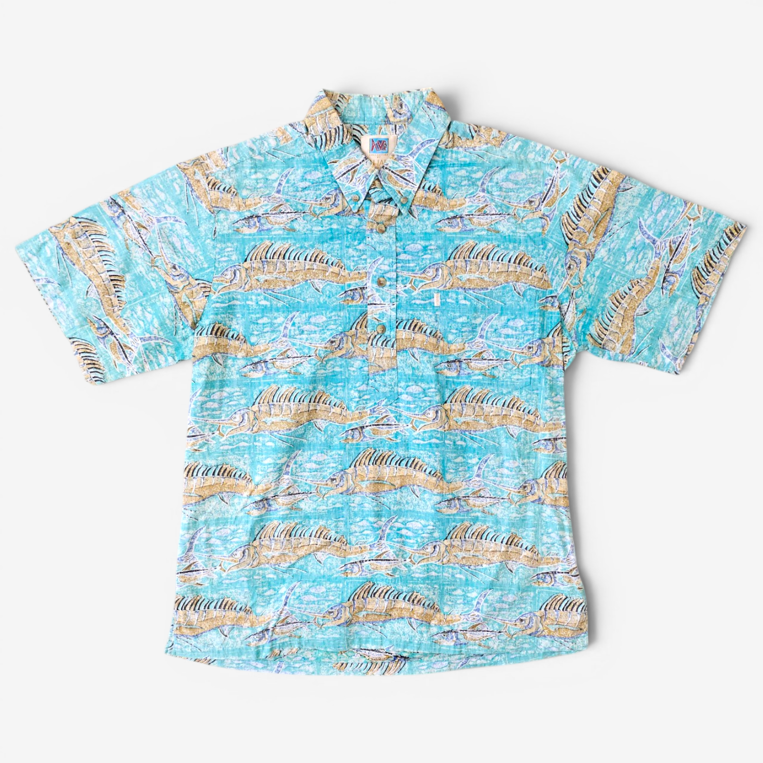 Hawaiian Shirt Vintage 1990's Kahala Avi Collection Swordfish - Made in USA Hawaii