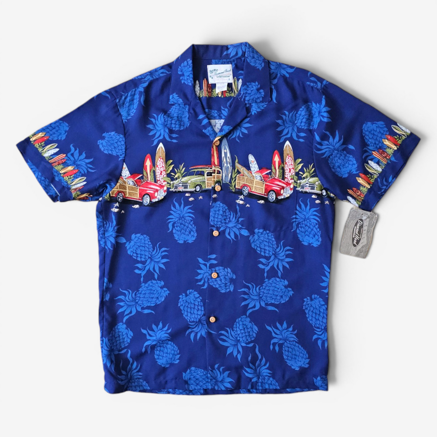 Hawaiian Rayon Shirt Vintage Diamond Head Sportswear - Made in USA