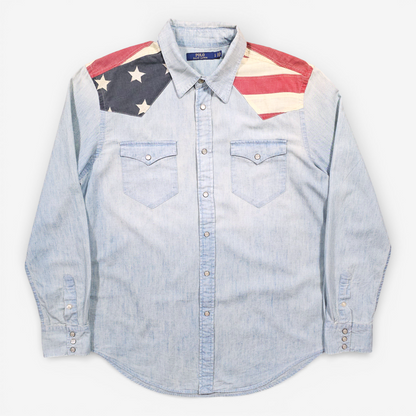 Chemise Western Polo Ralph Lauren Denim US Flag (L)