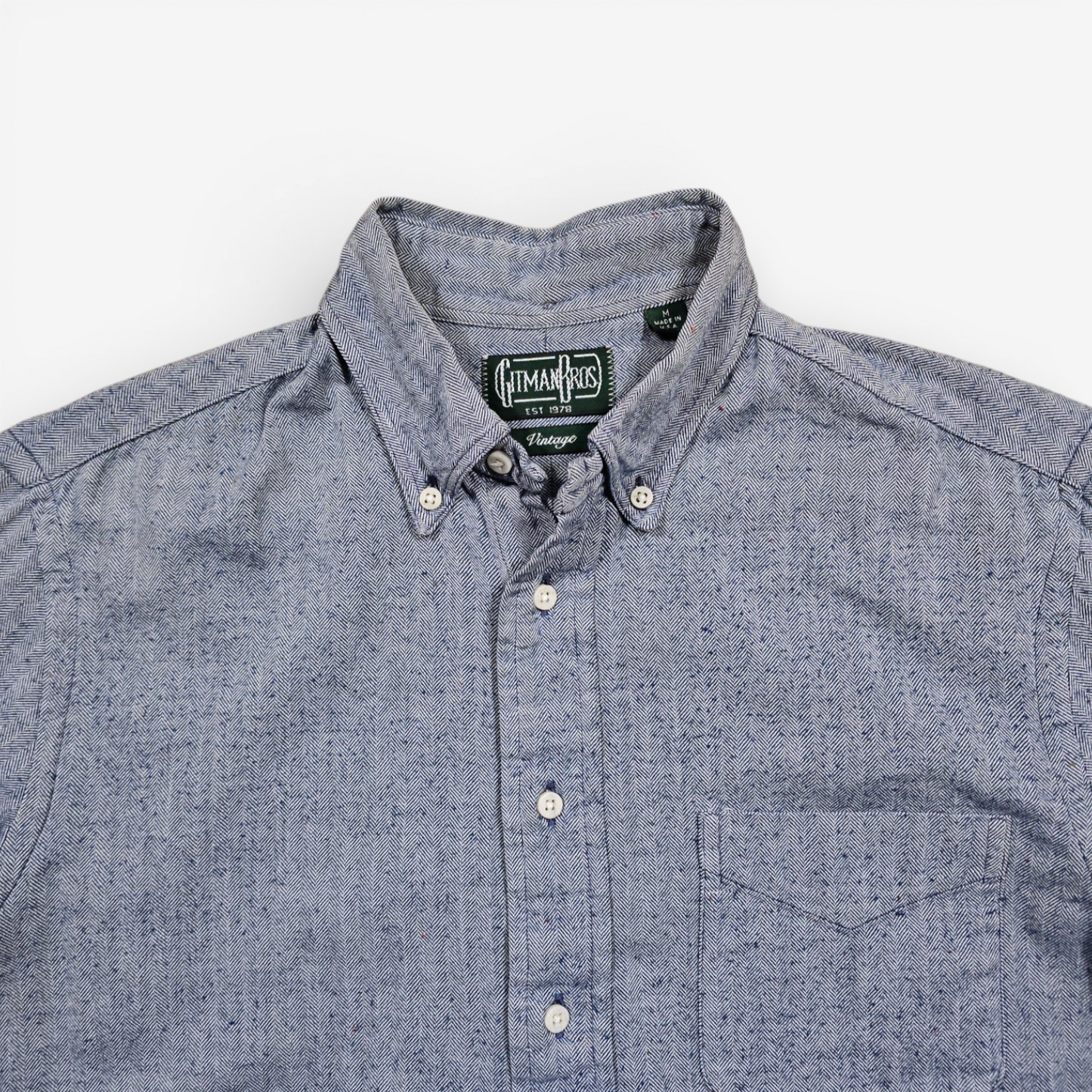 Chemise Gitman Bros flanelle herringbone Made in USA M

