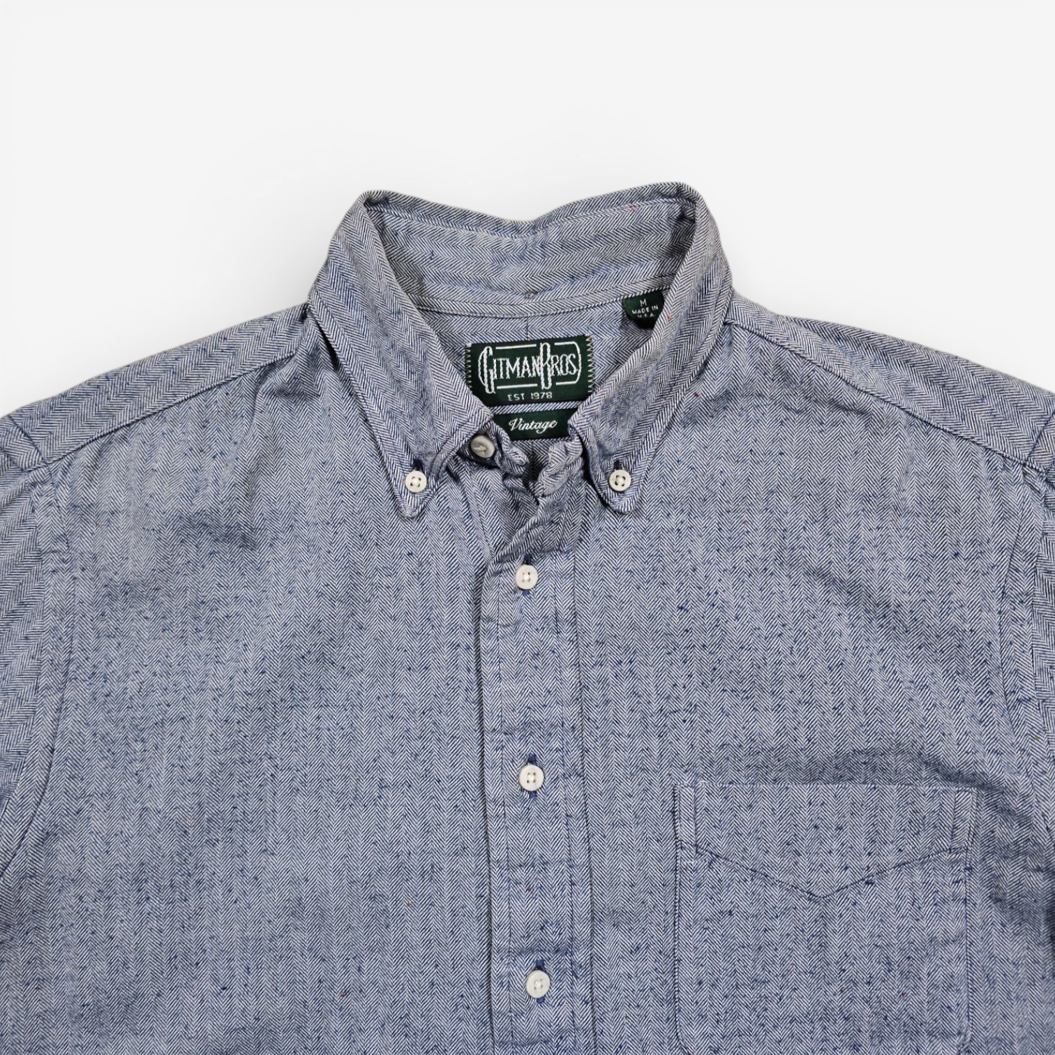 Chemise Gitman Bros flanelle herringbone Made in USA M

