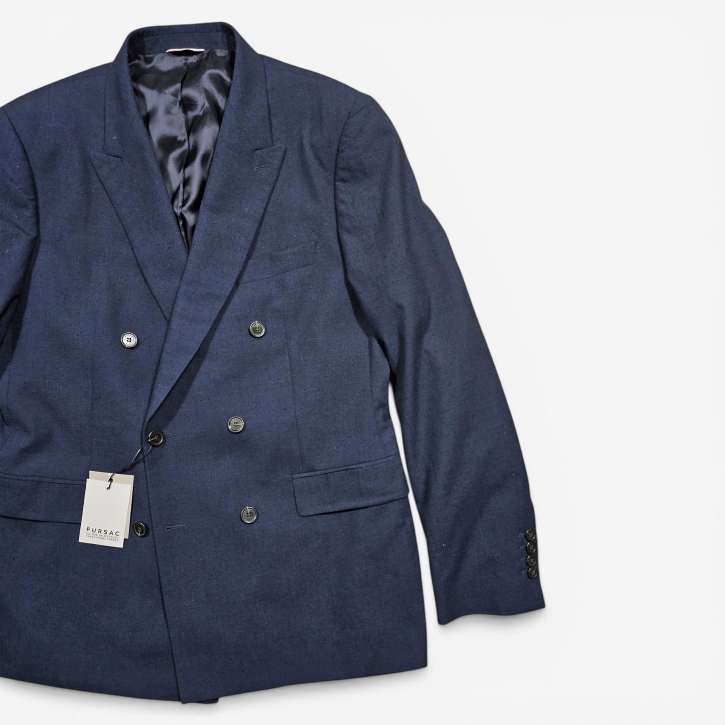 Veste Blazer Double Breasted Fursac Marine Laine Coton Soie (50)