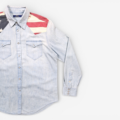 Chemise Western Polo Ralph Lauren Denim US Flag (L)
