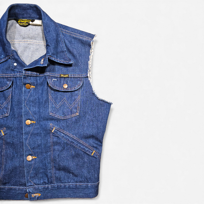 Vintage 80's Wrangler 126 MJ Sleeveless Cut-Off Denim Jacket - Made in USA (L)