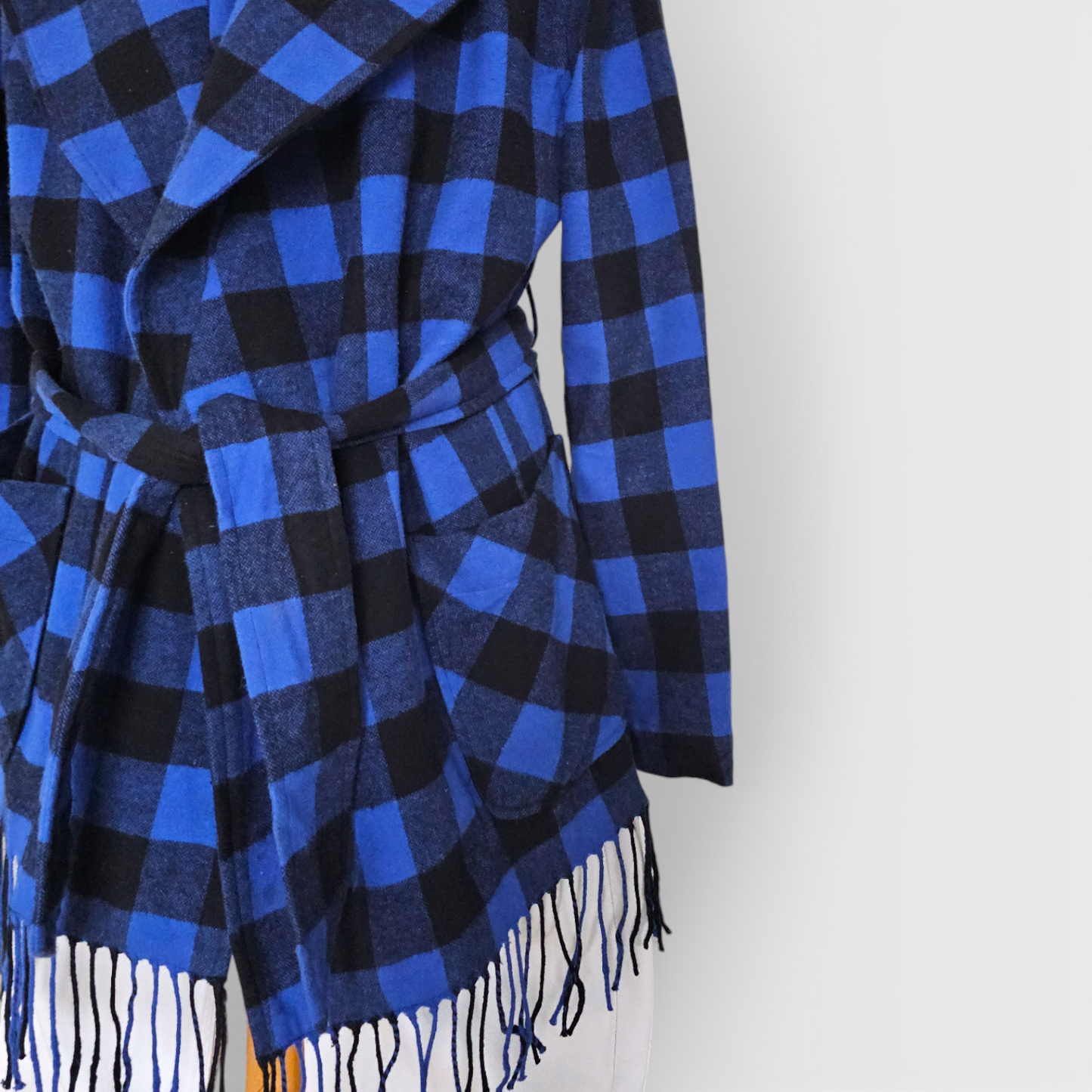 Veste Polo Ralph Lauren Checked Fringed Belted Jacket (M)
