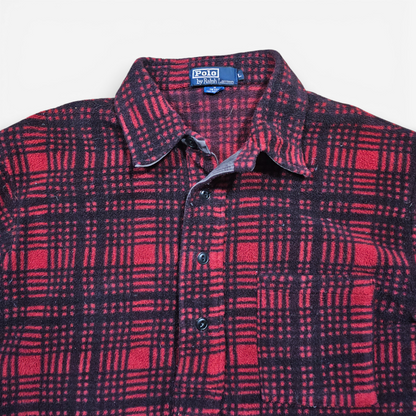 Pull Polaire Fleece Plaid Polo Ralph Lauren Vintage - Made in USA (L)