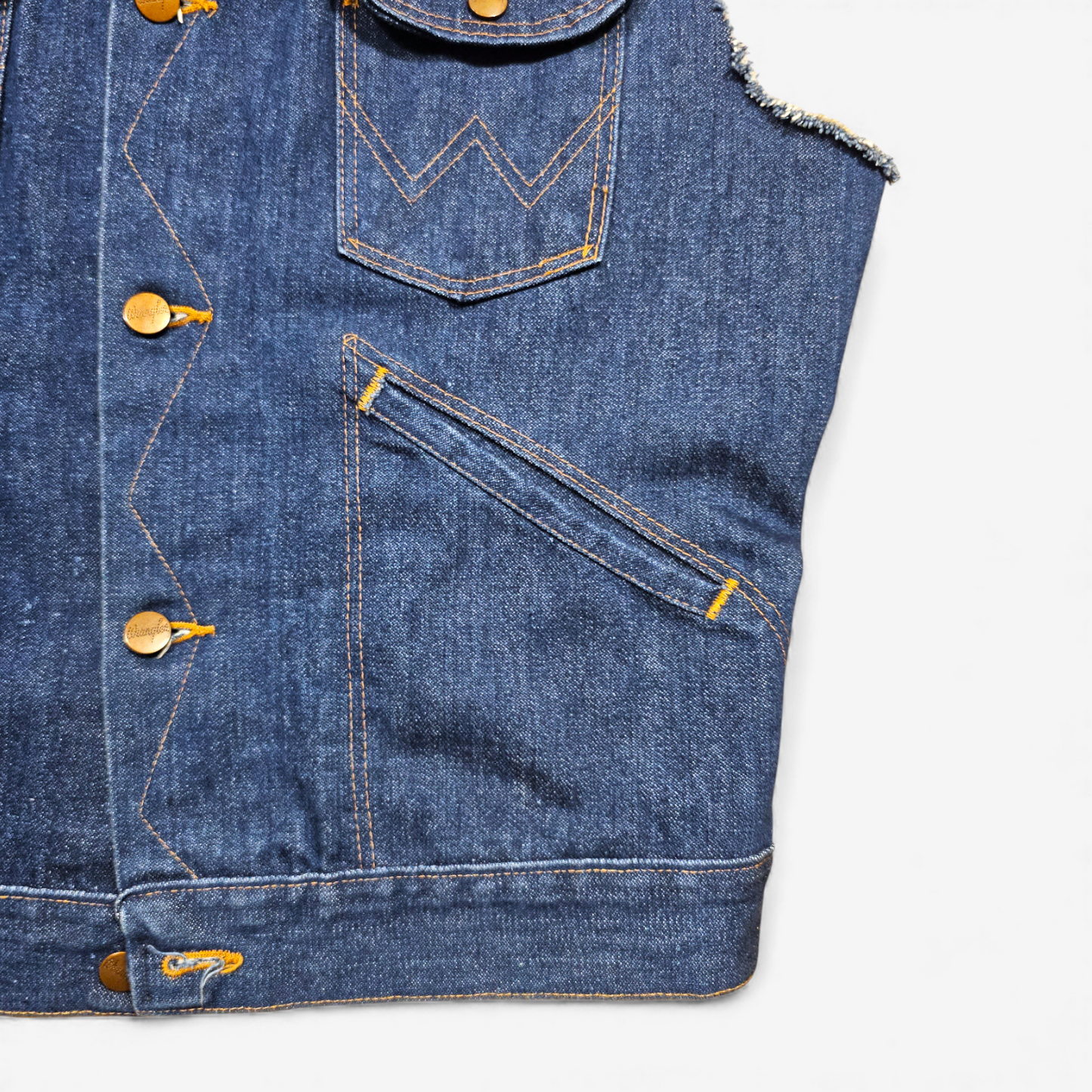 Vintage 80's Wrangler 126 MJ Sleeveless Cut-Off Denim Jacket - Made in USA (L)