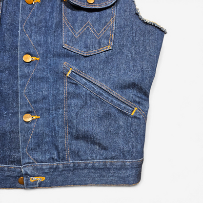 Vintage 80's Wrangler 126 MJ Sleeveless Cut-Off Denim Jacket - Made in USA (L)