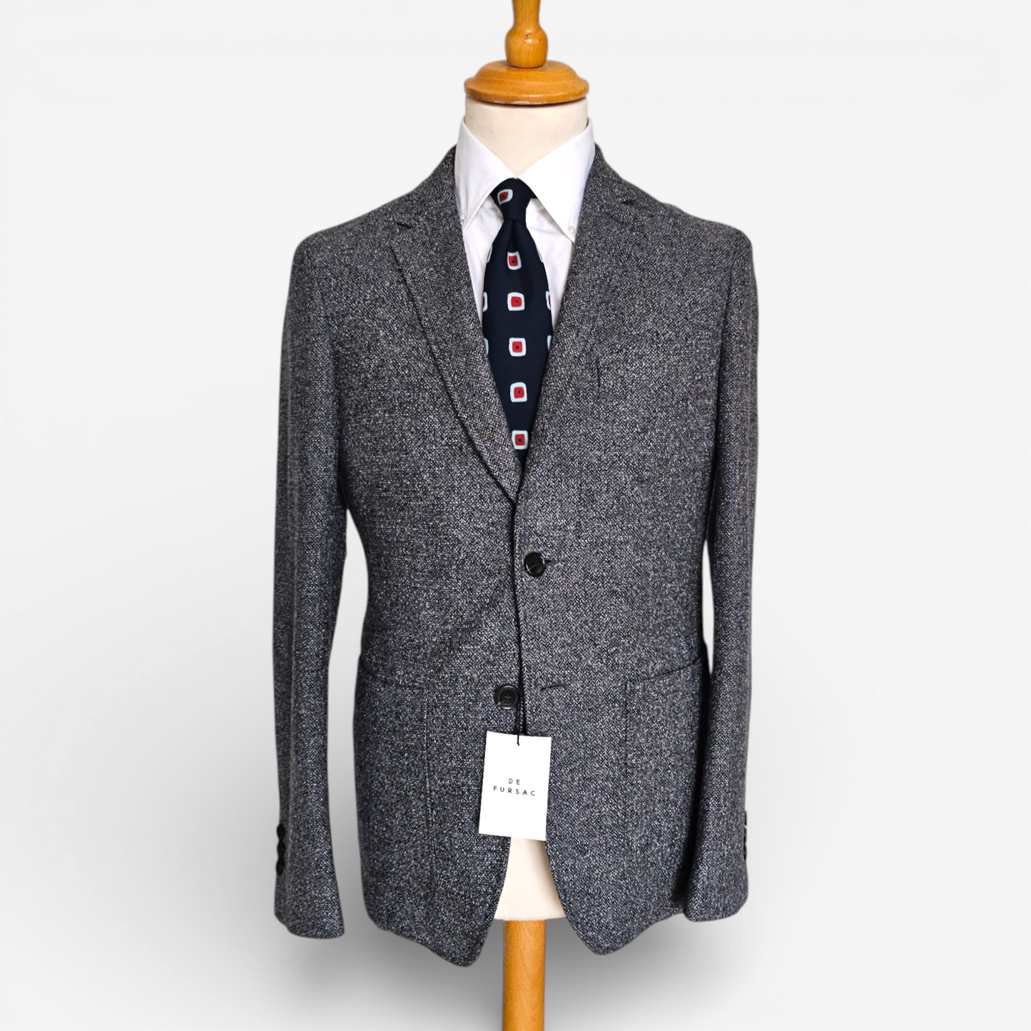 Blazer De Fursac Coton Laine Texturé Gris