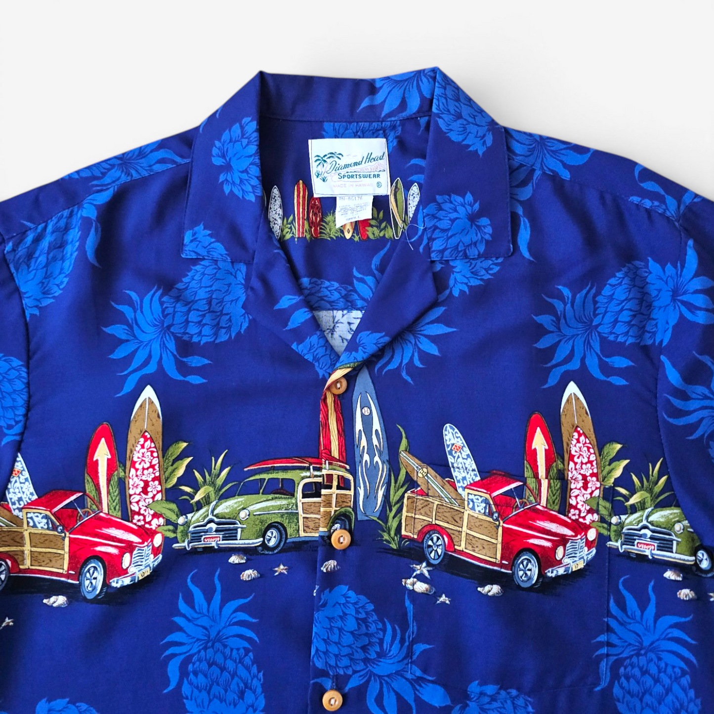 Hawaiian Rayon Shirt Vintage Diamond Head Sportswear - Made in USA (S)