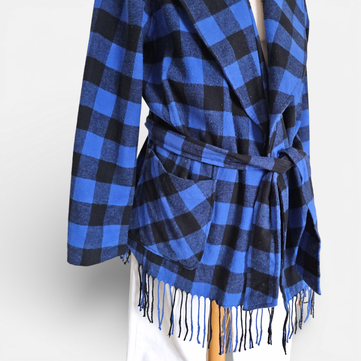 Veste Polo Ralph Lauren Checked Fringed Belted Jacket (M)