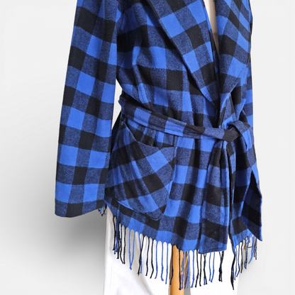 Veste Polo Ralph Lauren Checked Fringed Belted Jacket (M)