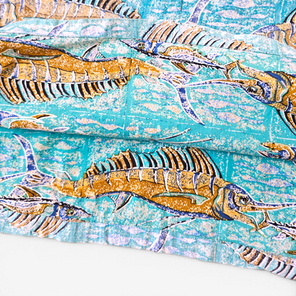 Hawaiian Shirt Vintage 1990's Kahala Avi Collection Swordfish - Made in USA Hawaii (L)