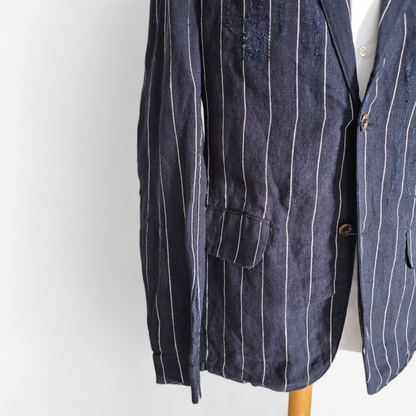 Blazer Ralph Lauren Vintage Lin Distressed rayé - Made in Italy (40)