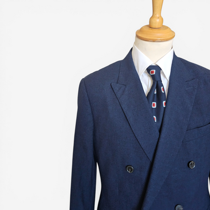 Veste Blazer Double Breasted Fursac Marine Laine Coton Soie (50)