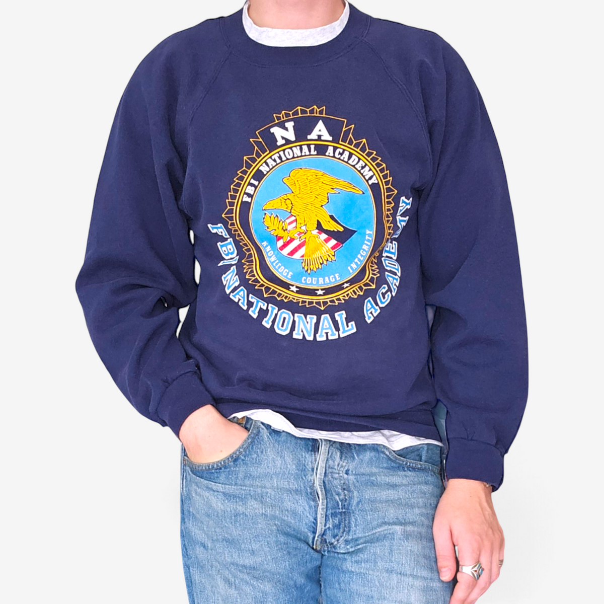 Sweat Crewneck FBI Vintage 90's Raglan - Made in USA