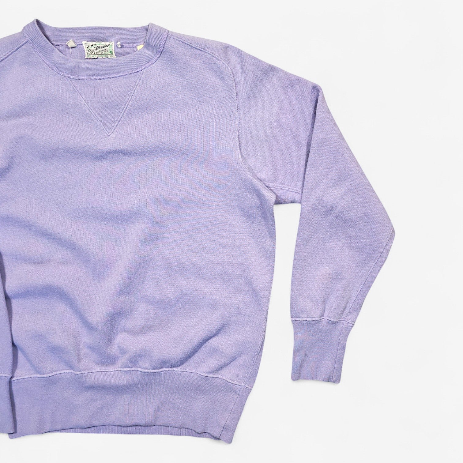 Good Old Days sweat LVC Levi's Vintage Clothing violet clair en coton, reproduction des années 30, col rond, manches longues, coupe boxy.